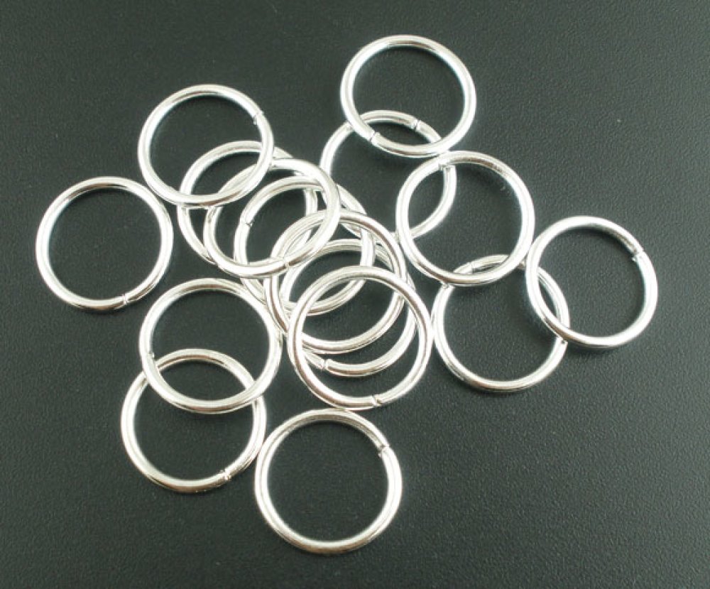 10 Thick Open Junction Rings 16 mm Silver