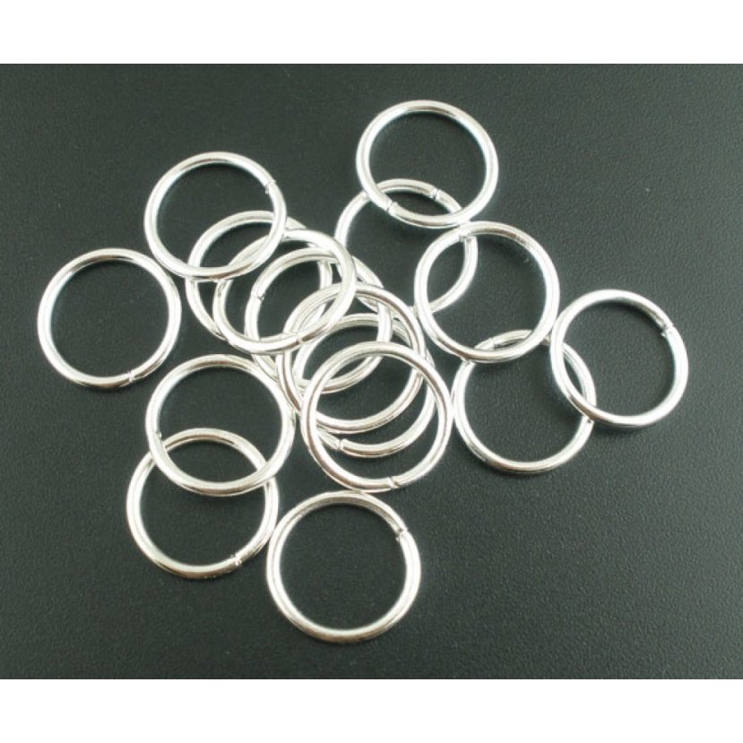 10 Thick Open Junction Rings 16 mm Silver