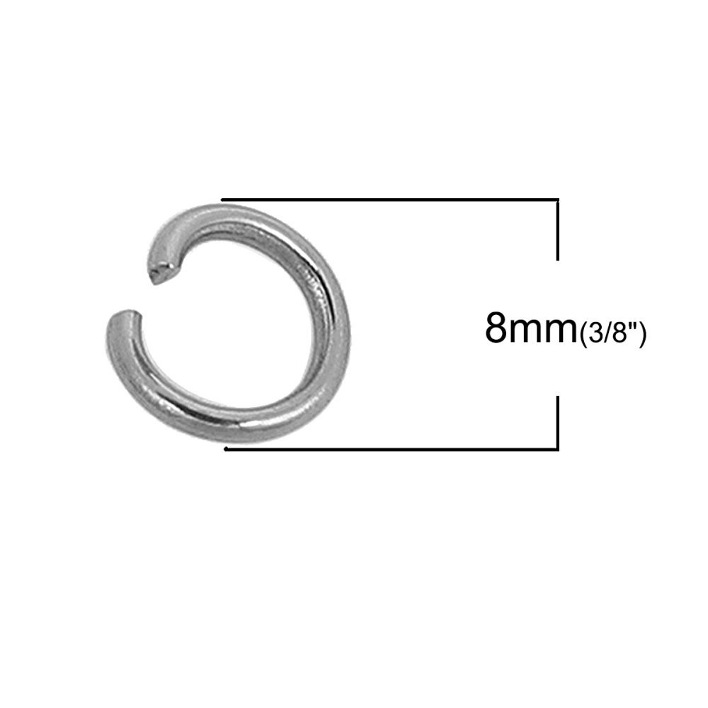 10 Open joint rings 08 mm Stainless steel