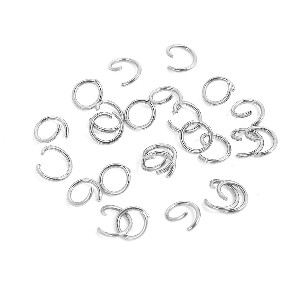 10 Open joint rings 08 mm Stainless steel