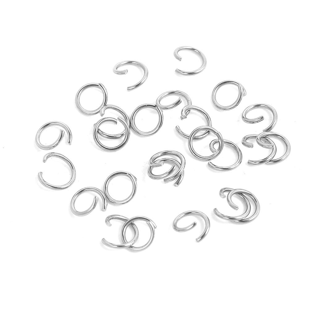 10 Open joint rings 08 mm Stainless steel