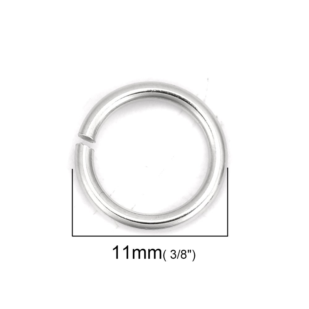 10 Open joint rings 11 mm Stainless steel