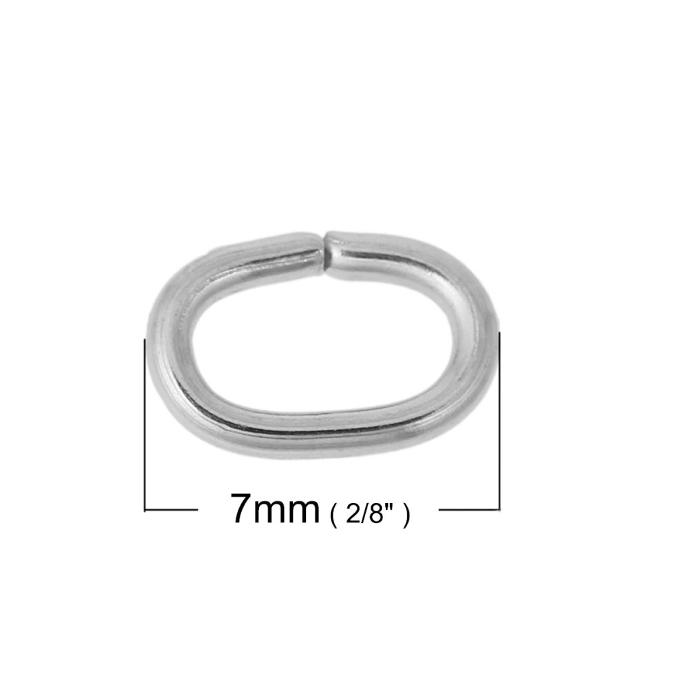 10 Open oval joint rings 07 X 5 mm Stainless steel