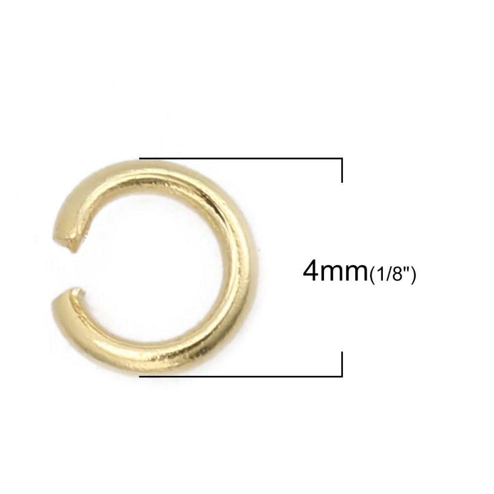 10 Open joint rings 04 mm Stainless steel gold-plated N°02