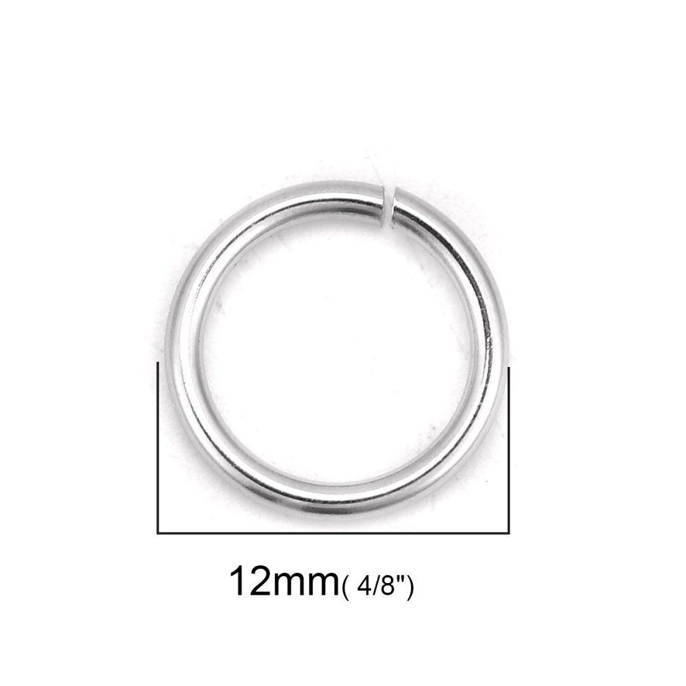 10 Open joint rings 12 mm Stainless steel