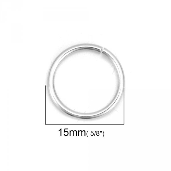 10 Open joint rings 15 mm Stainless steel