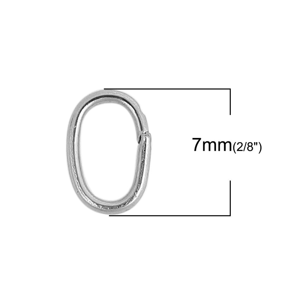 10 Open oval joint rings 07 X 4 mm Stainless steel