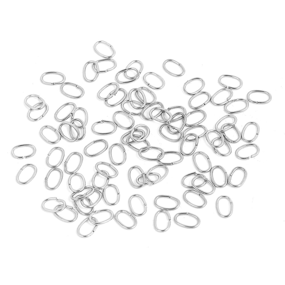 10 Open oval joint rings 07 X 4 mm Stainless steel