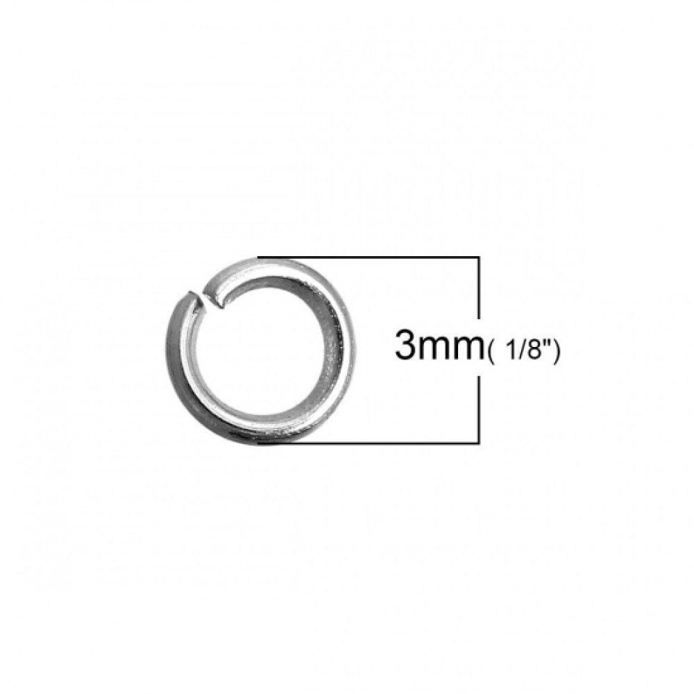 10 Anneaux de jonction ouvert 03 mm Inoxydable argent