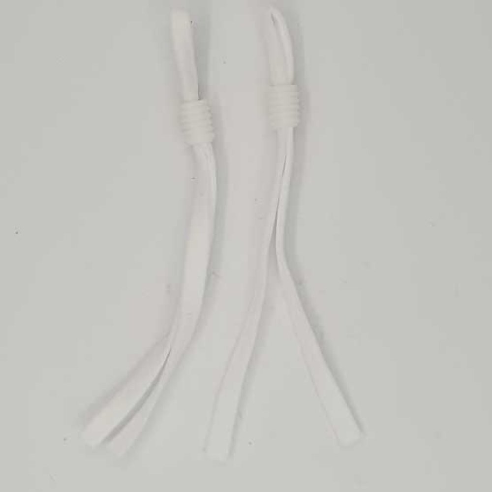 10 White elastic cord bands with adjustable buckle for mask attachment. N°02.