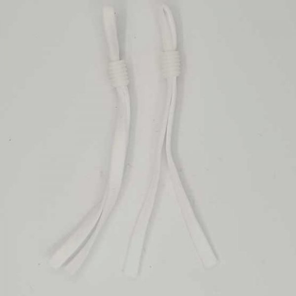 10 White elastic cord bands with adjustable buckle for mask attachment. N&deg;02.
