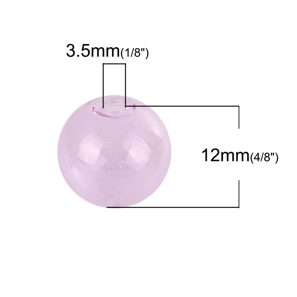 10 Glass balls round 12mm Pink to fill