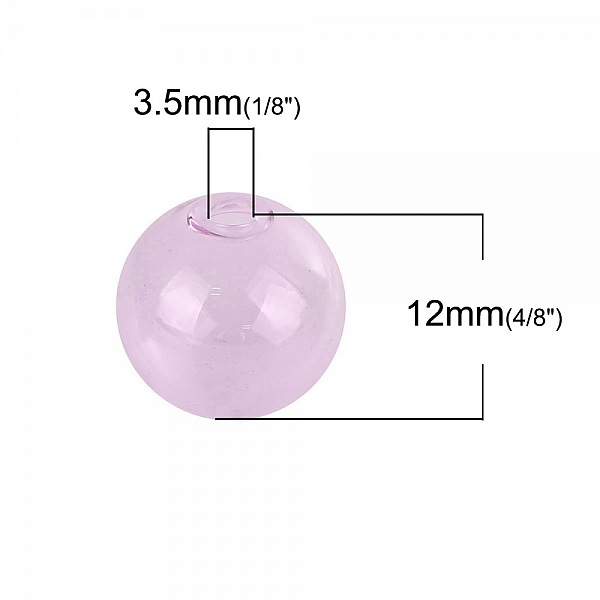 10 Glass balls round 12mm Pink to fill