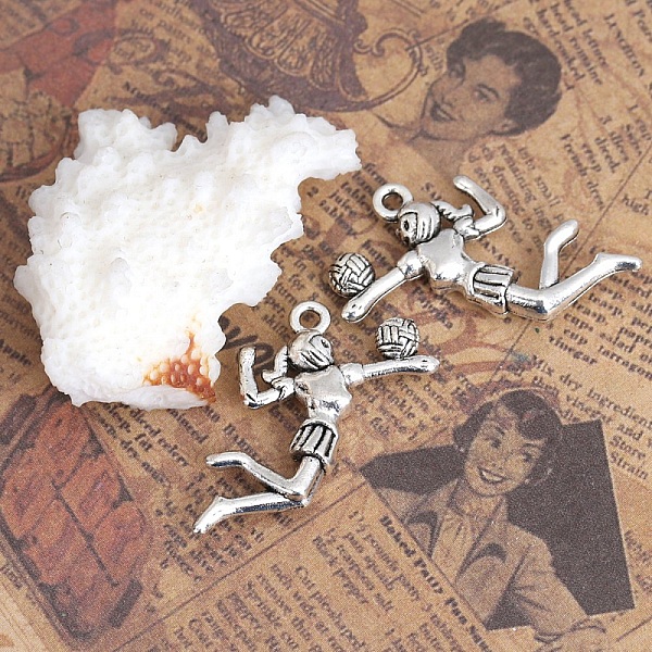 10 Breloques sport volley-ball argent N&deg;01