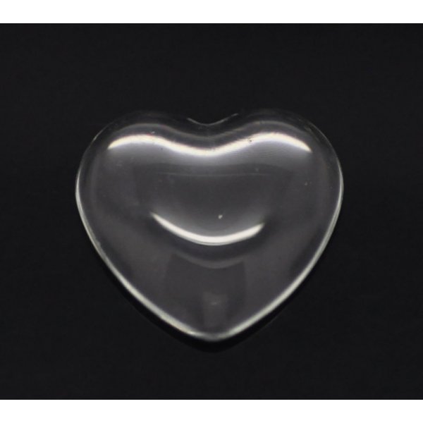 10 Cabochons Hearts 14 x 15 mm in clear burr glass N&deg;22