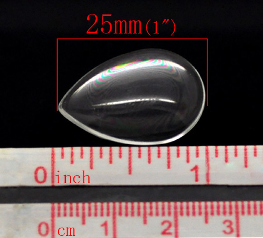10 Cabochons Drops 18 x 25 mm in transparent magnifying glass N°25