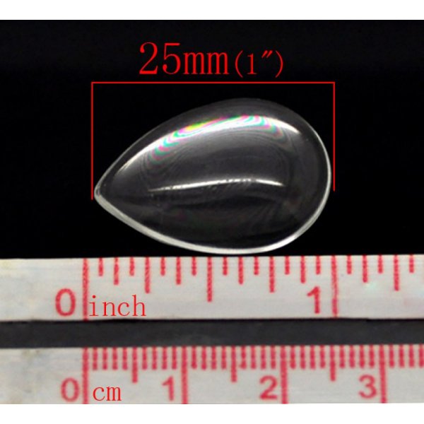10 Cabochons Drops 18 x 25 mm in transparent magnifying glass N&deg;25