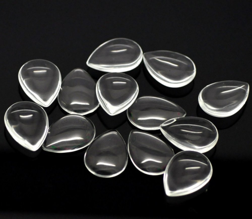 10 Cabochons Drops 18 x 25 mm in transparent magnifying glass N°25