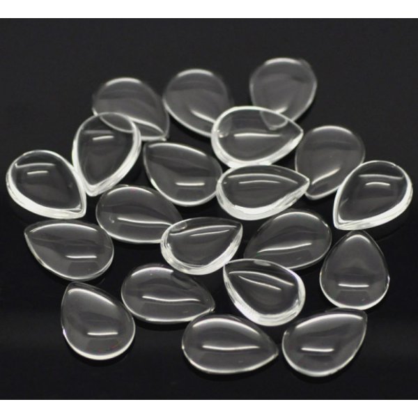 10 Cabochons Drops 13 x 18 mm in transparent magnifying glass N&deg;24
