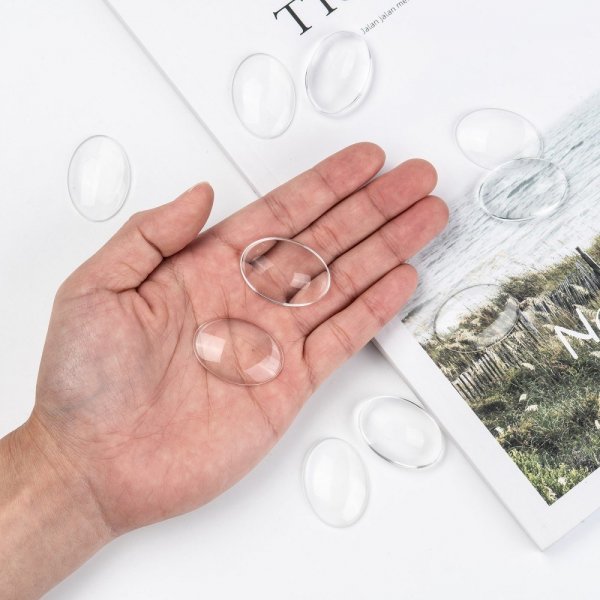 10 Oval Cabochons 25 x 35 mm in clear burr glass N&deg;20