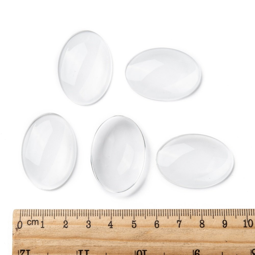 10 Oval Cabochons 25 x 35 mm in clear burr glass N°20