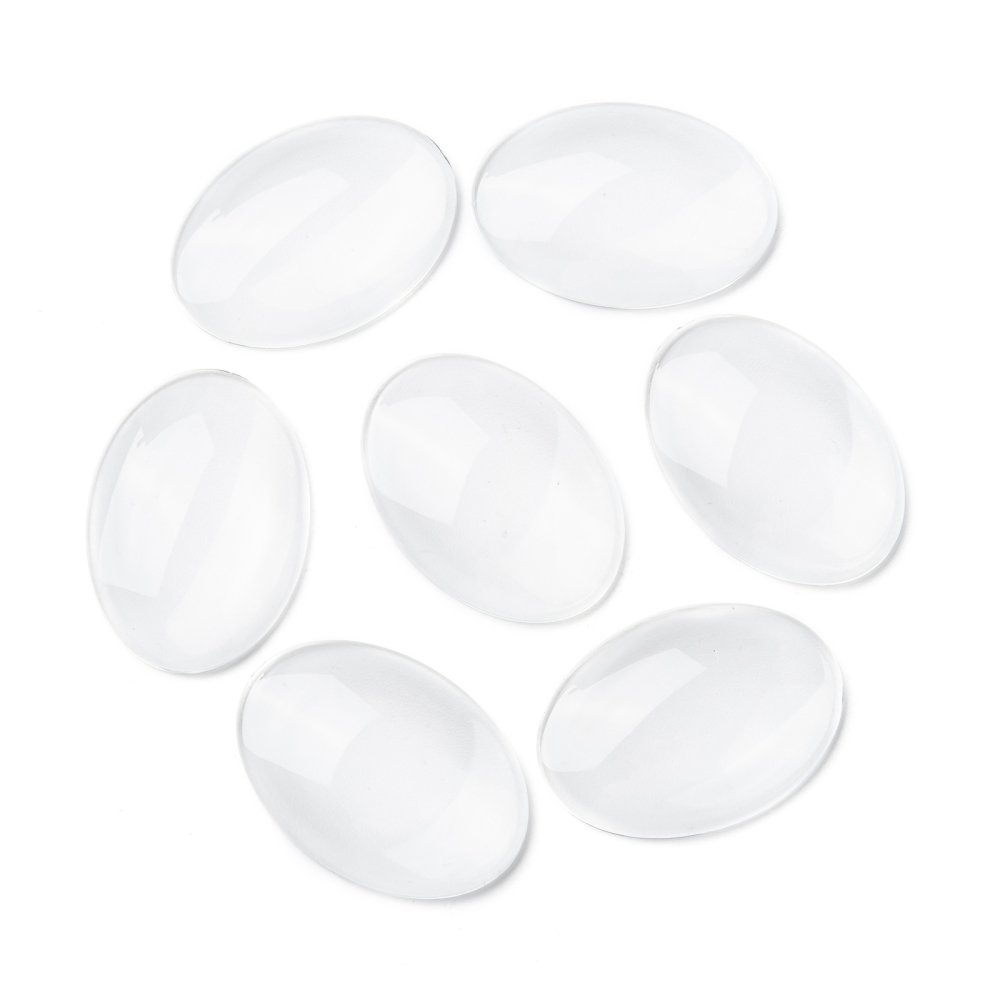 10 Oval Cabochons 25 x 35 mm in clear burr glass N°20