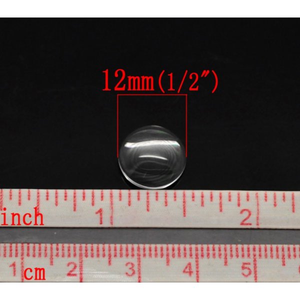 10 Round Cabochons 12 mm in transparent burr glass N&deg;03