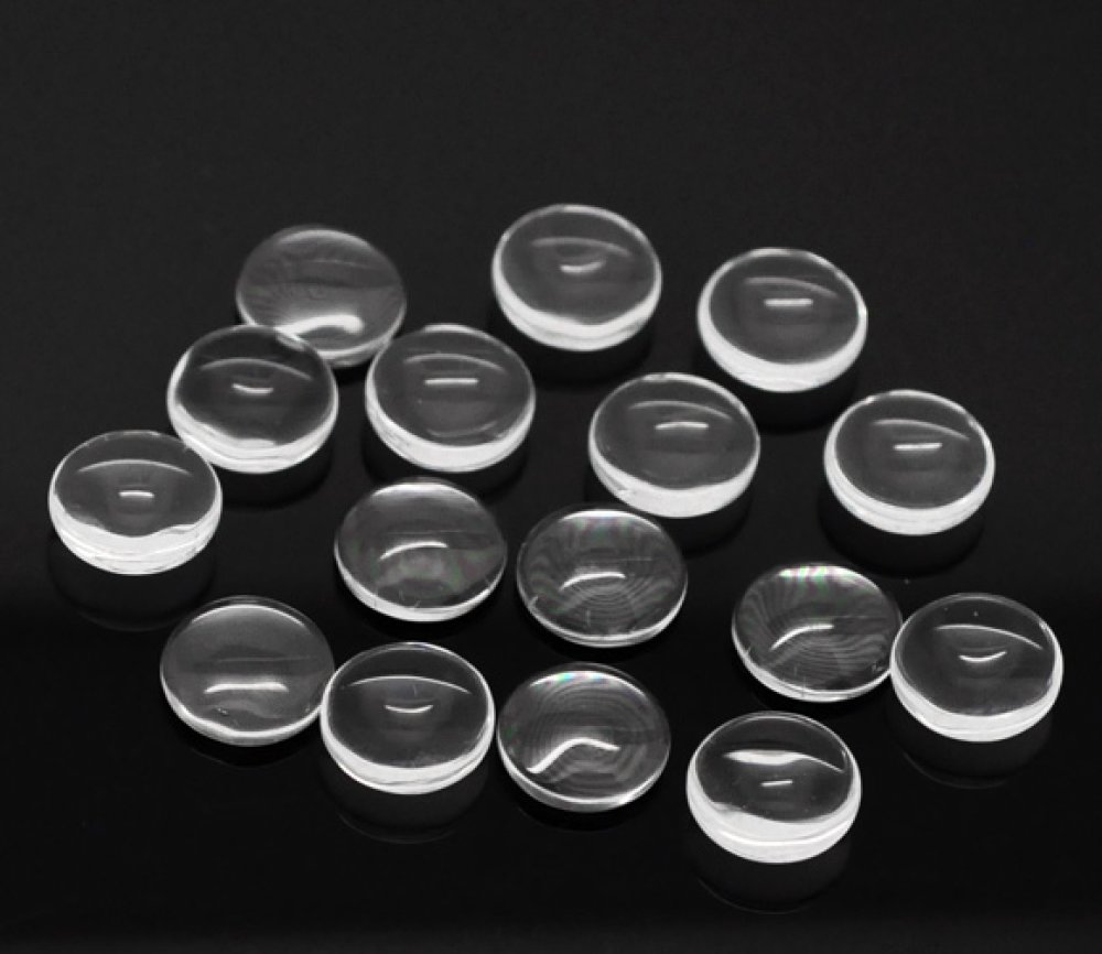 10 Round Cabochons 12 mm in transparent burr glass N°03