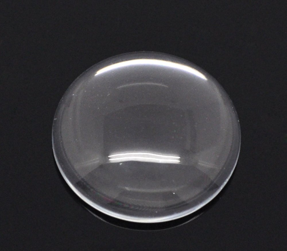 10 Round Cabochons 25 mm in transparent burr glass N°11 standard