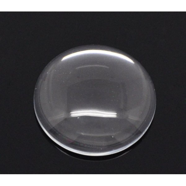 10 Round Cabochons 25 mm in transparent burr glass N&deg;11 standard