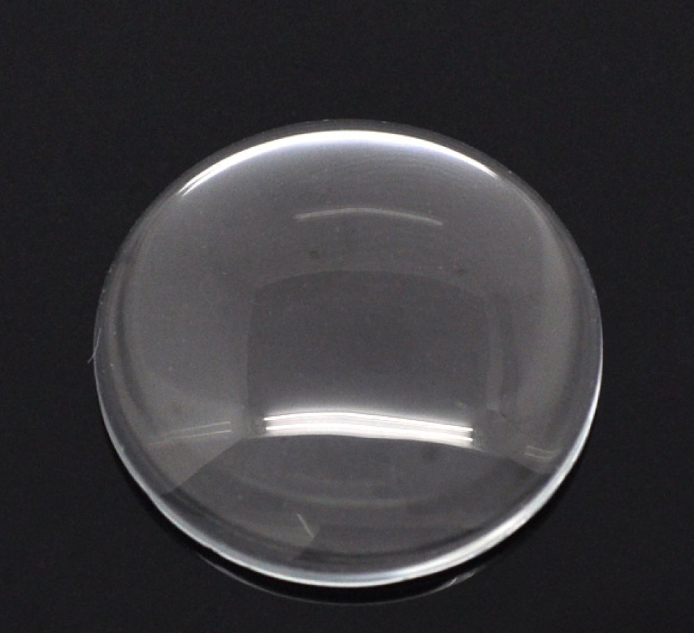 10 Cabochons Round 30 mm glass Loupe transparent N°13