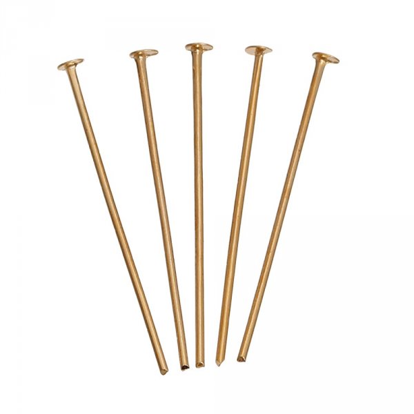 10 Nails 30 mm flat head 14K gold plated