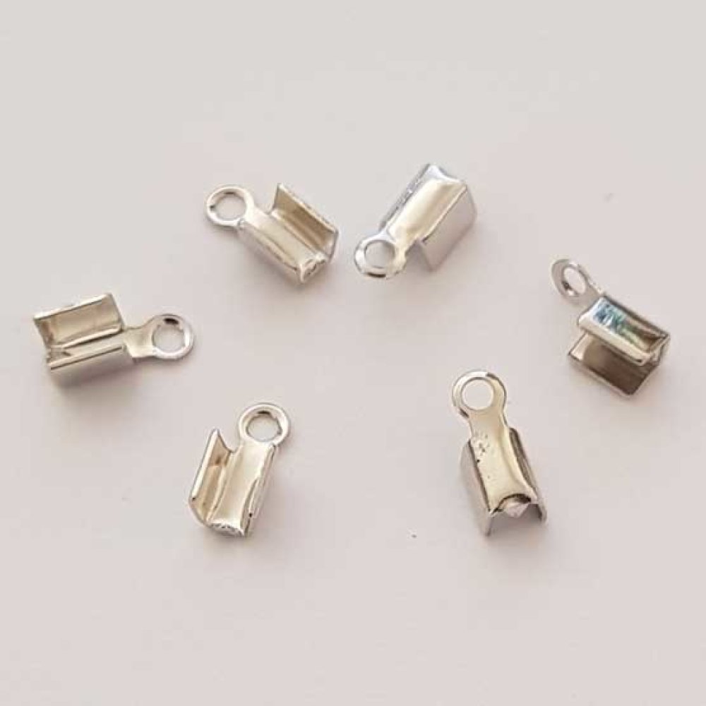 10 Embouts à coller Serres Cordons Argent Vieilli 4 x 3 mm N°01