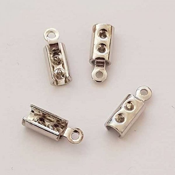 10 Embouts &agrave; coller Serres Cordons Argent Vieilli 6 x 3 mm N&deg;01
