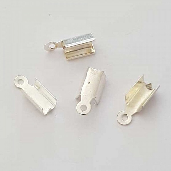 10 Embouts &agrave; coller Serres Cordons Argent 8 x 5 mm N&deg;01