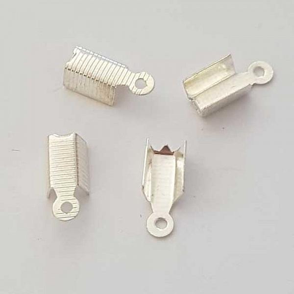 10 Embouts &agrave; coller Serres Cordons Argent 8 x 5 mm N&deg;02