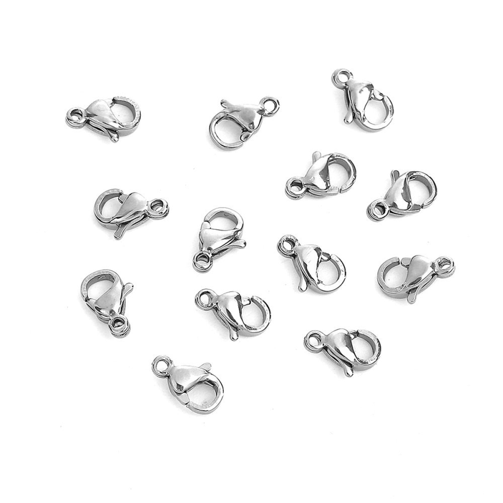 10 Stainless Steel Clasps Carabiner 12 x 07 mm.