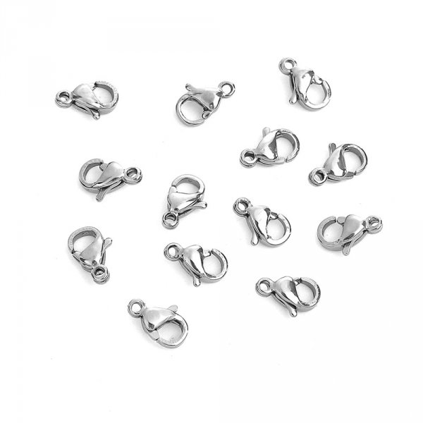 10 Stainless Steel Clasps Carabiner 12 x 07 mm.