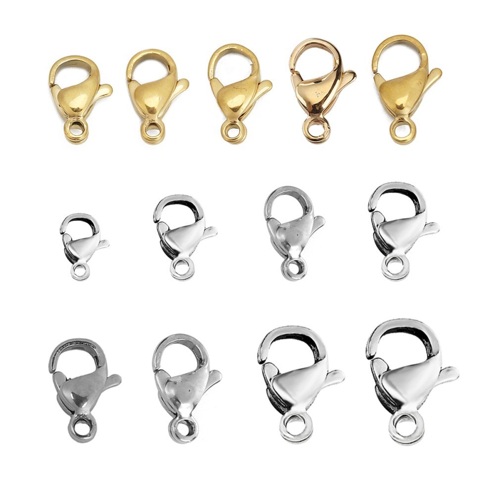 10 Stainless Steel Clasps Carabiner 12 x 07 mm.