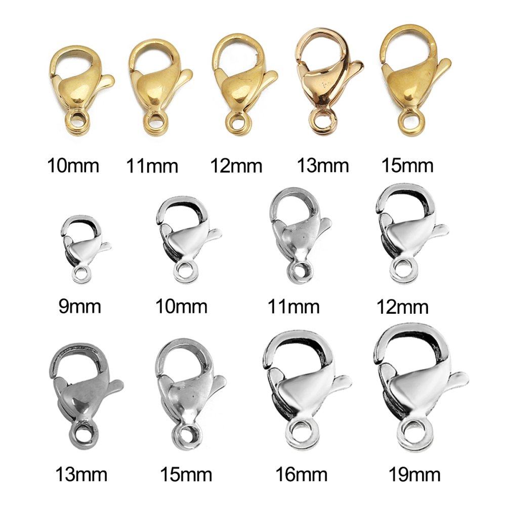 10 Stainless Steel Clasps Carabiner 12 x 07 mm.