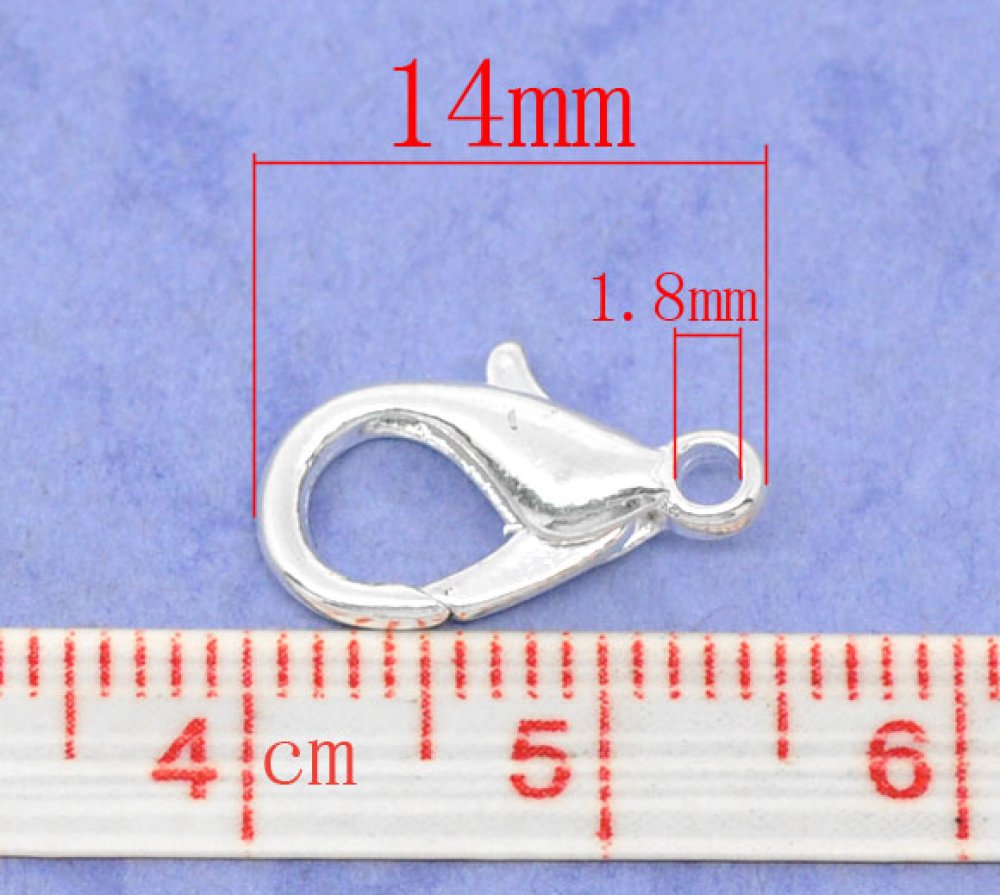 10 Carabiner clasps 14 x 08 mm.