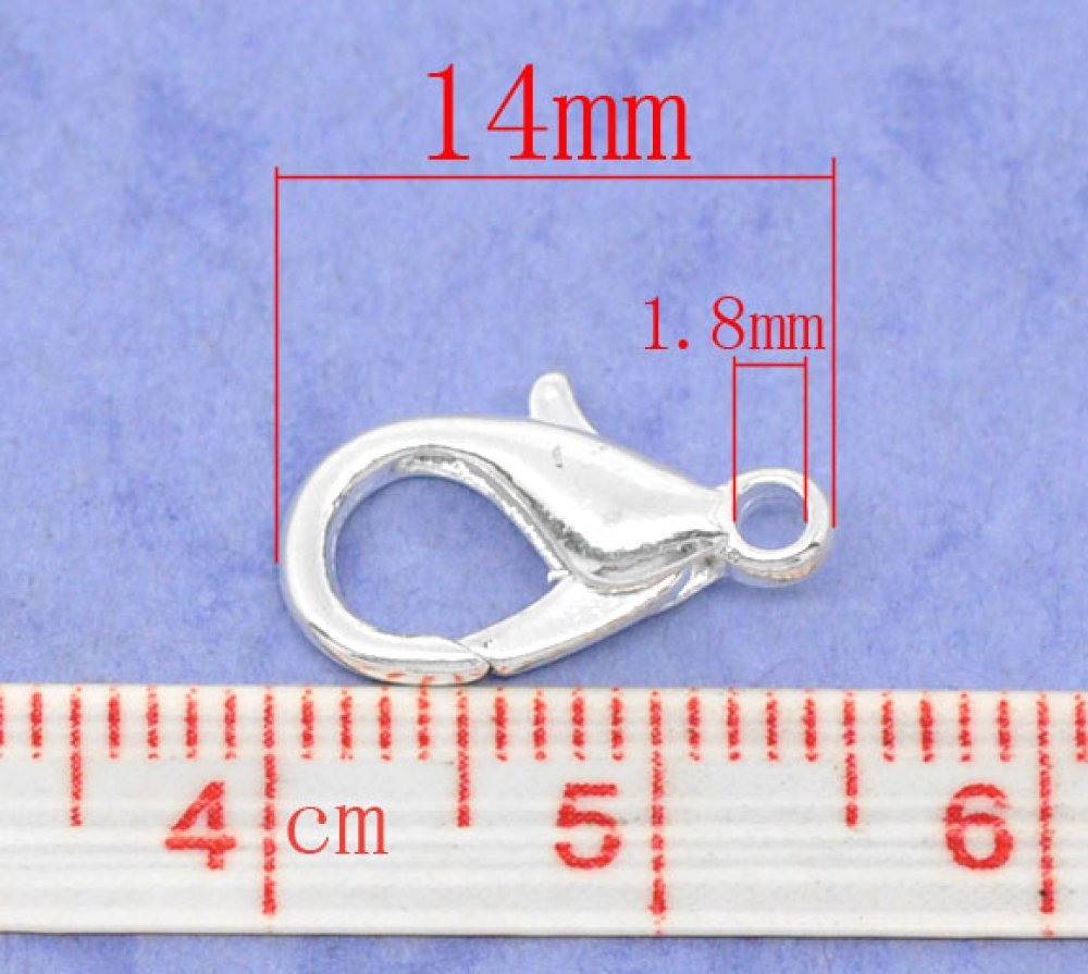 10 Carabiner clasps 14 x 08 mm.