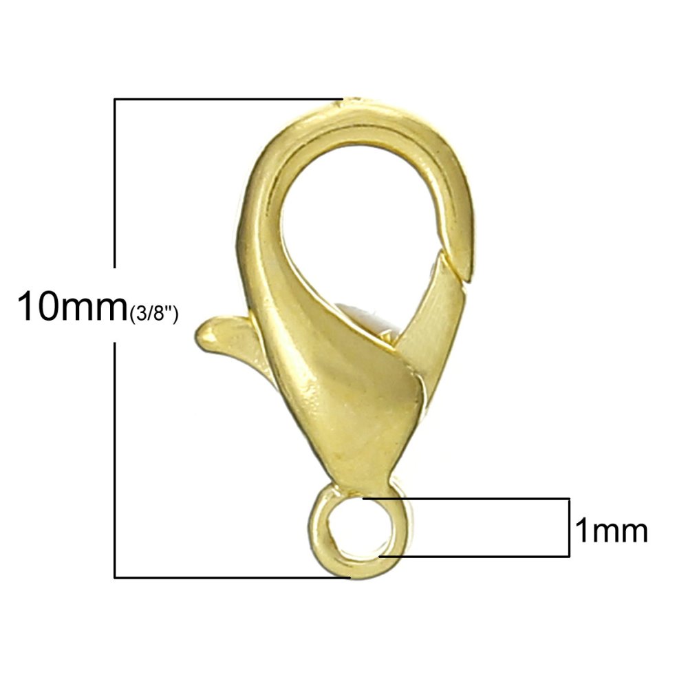 10 Clasps Carabiner 10 x 06 mm gold
