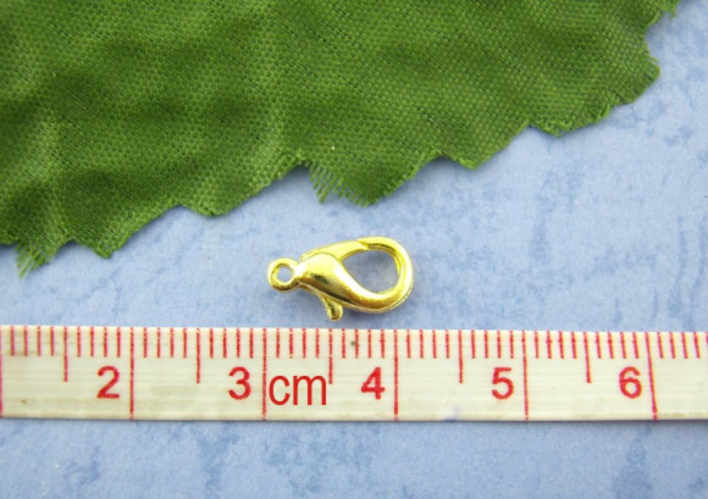 10 Clasps Carabiner 12 x 07 mm gold