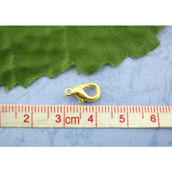 10 Clasps Carabiner 12 x 07 mm gold