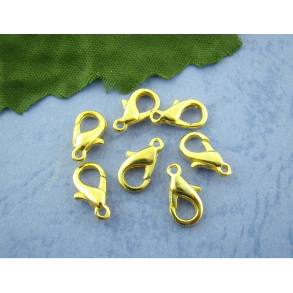 10 Clasps Carabiner 12 x 07 mm gold