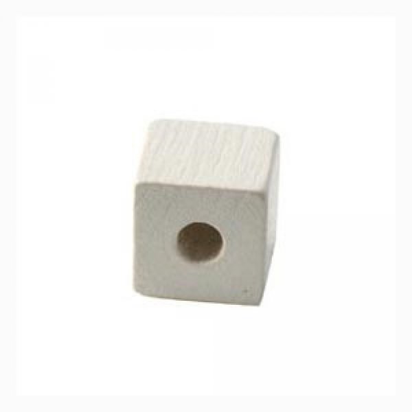 10 Wooden Beads Cube / Square 10 mm White