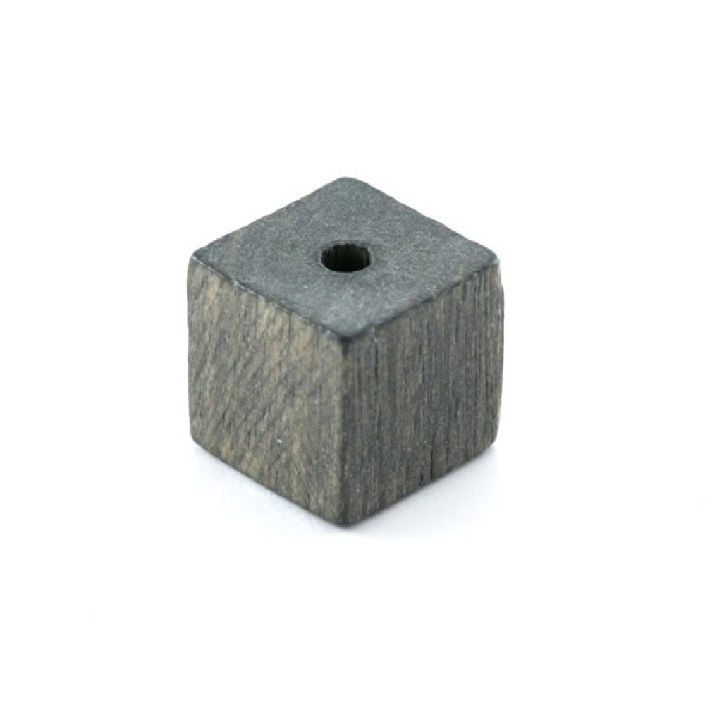 10 Wooden Beads Cube / Square 10 mm Dark Grey