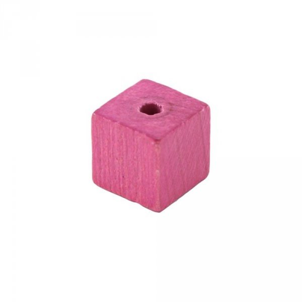 10 Wooden Beads Cube / Square 10 mm Bright Pink