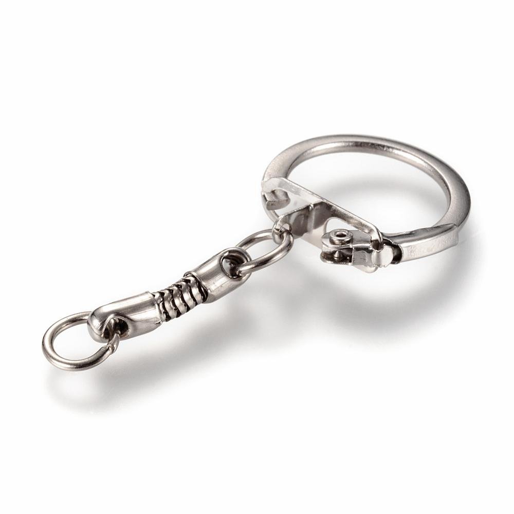 10 Silver metal key rings 5 cm